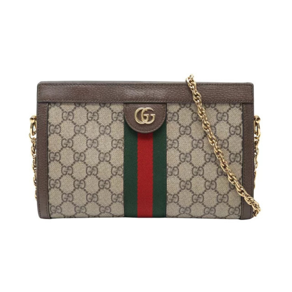 Gucci Ophidia GG Supreme Sherry Shoulder Bag Leather Beige Brown Multicolor